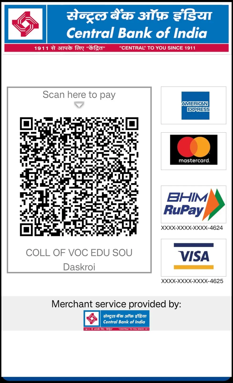 QR Code image for fees payment